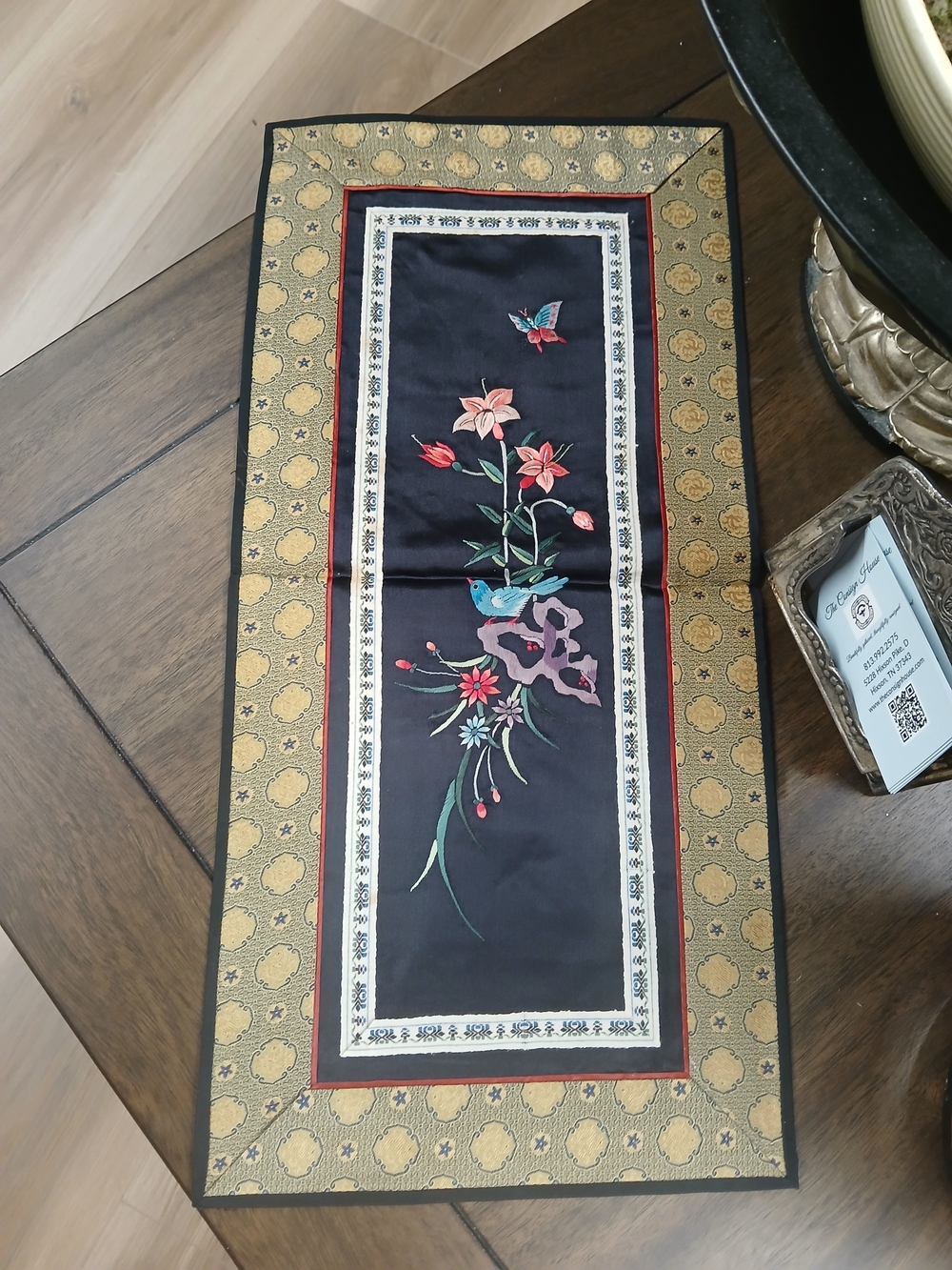 Vintage Chinosserie Silk Table Runners